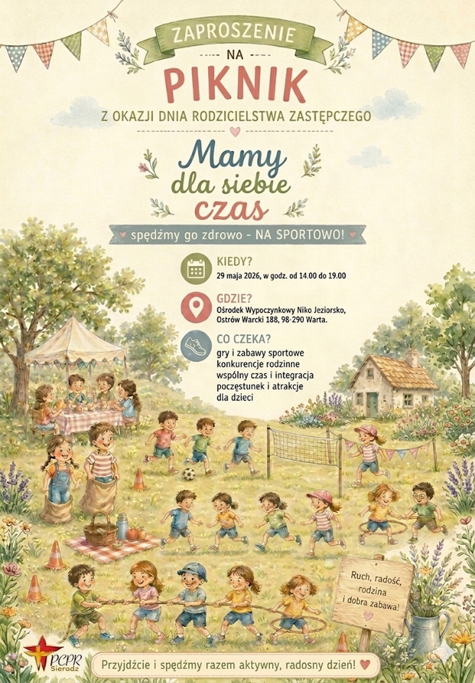Plakat - piknik dla rodzin z okazji Dnia Rodzicielstwa Zastępczego