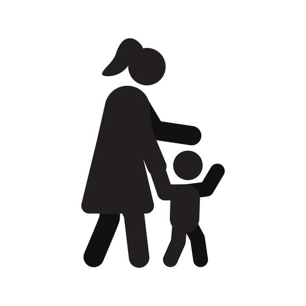 mother with child in side view silhouette icon motherhood parent isolated illustration vector