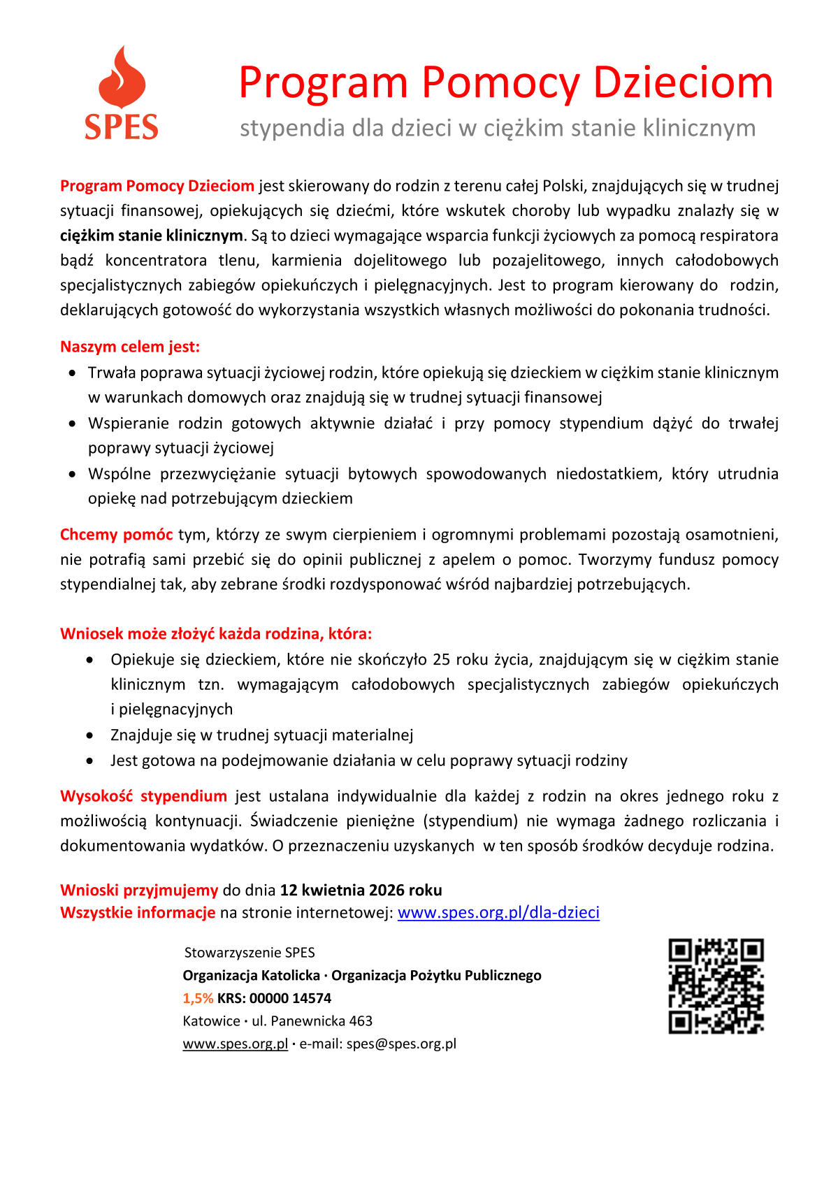 stypendia SPES 2026 plakat