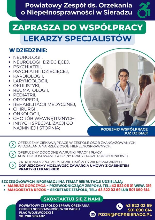 Praca lekarze w PZON Sieradz 2024