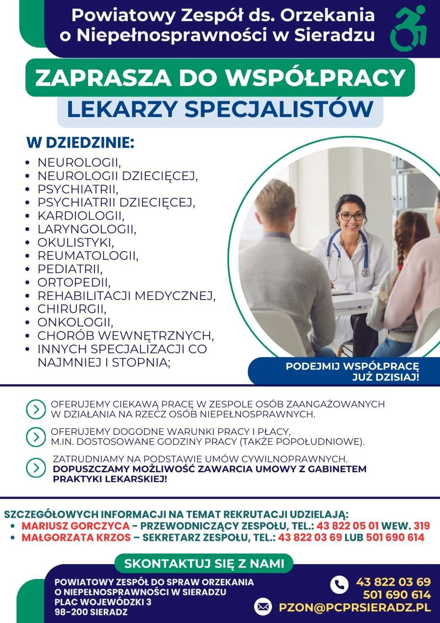Praca lekarze w PZON Sieradz 2024