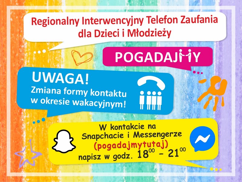 Plakat informacyjny Regionalny Interwencyjny Telefon Zaufania dla Dzieci i Młodzieży